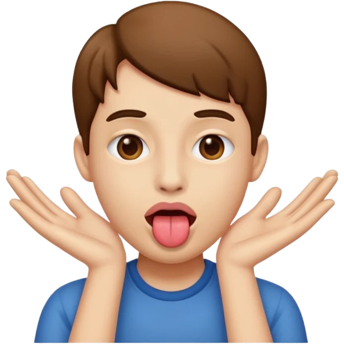 Tongue out hands on side of face emoji