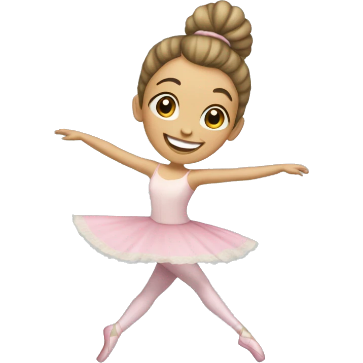 A girl with a ballet bun dancing and happy with a handkerchief emoji