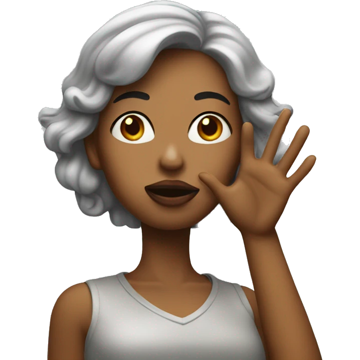 A woman blowing a kiss forward with her hands emoji