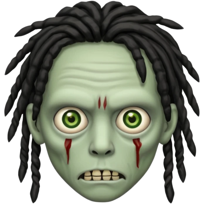 Zombie with black dreads with chinky eyes and a 3rd eye  on right cheek emoji