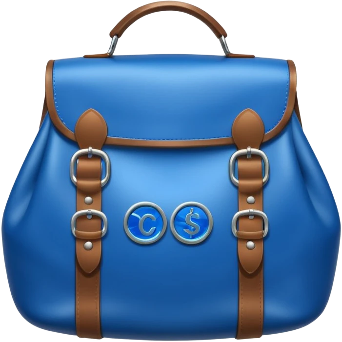 blue coins inside a leather bag  emoji
