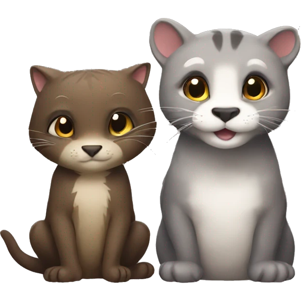 Otter and cat friends emoji