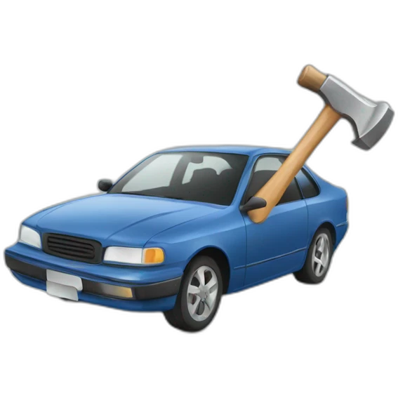 A person breaking a car with a hammer emoji