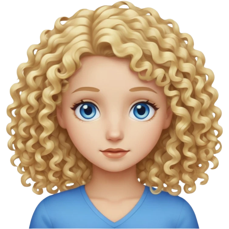 blonde girl with blonde curly hair and blue eyes emoji