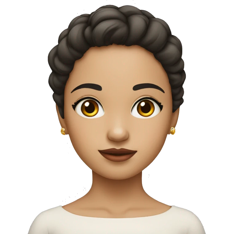 Niña, ondulada, blanca, cejas negras emoji
