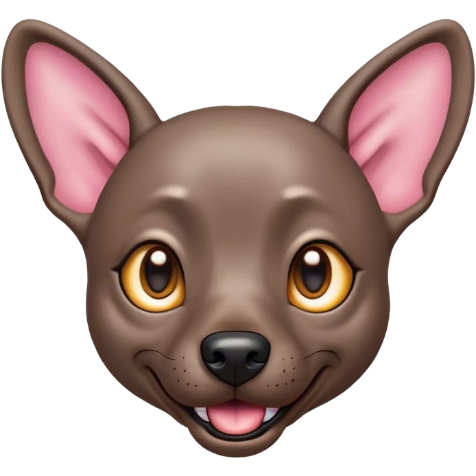 Cinematic Comical Xoloitzcuintle dog Portrait Emoji, Head tilted dramatically with an exaggeratedly amused expression, featuring smooth, hairless ebony skin with pronounced wrinkles and wide, expressive dark eyes filled with playful disbelief, Simplified yet hilariously expressive features, highly detailed, glowing with a slightly sassy glow, high shine, dramatic yet playful, stylized with an air of cheeky mischief, bright and endearing, soft glowing outline, capturing the essence of a spirited and over-the-top companion, so meme-worthy it feels like it could side-eye its way into internet fame instantly! emoji