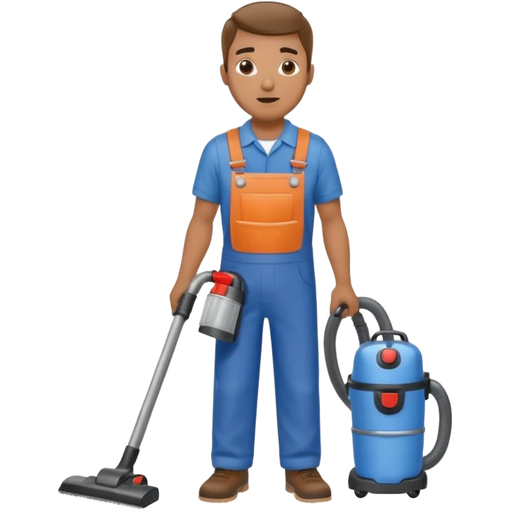 técnico de limpieza hombre sujetando una aspiradora de agua emoji