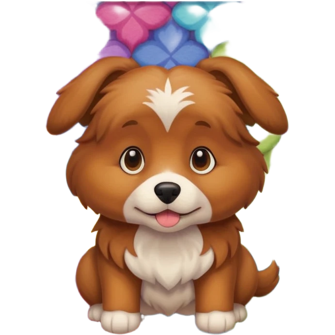 Make a cute brown tuged dog i a carpet emoji