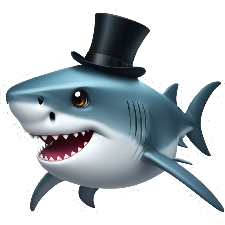 Shark with a top hat emoji