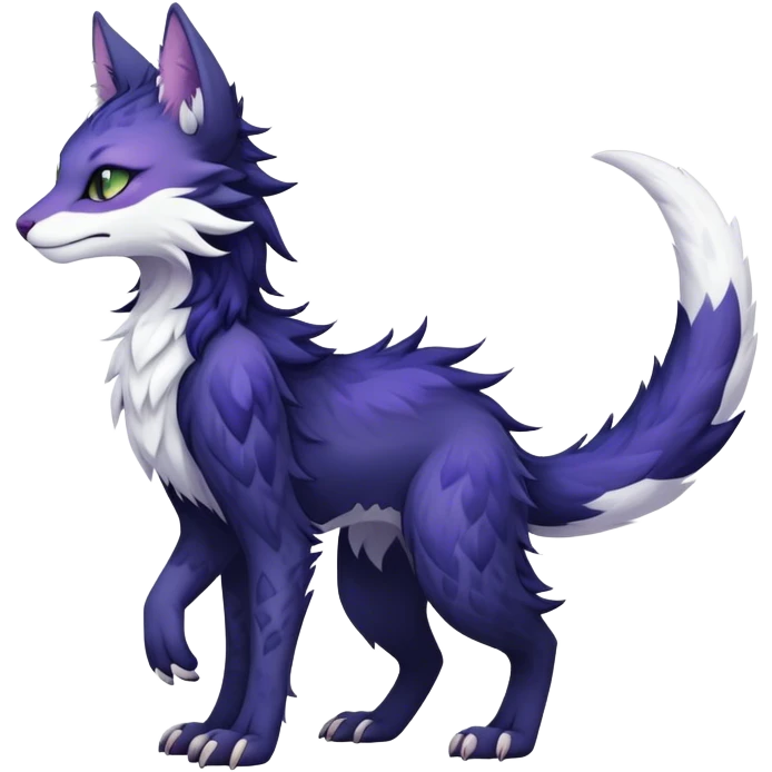 Kawaii dark edgy fantasy ethereal feline-vernid-sergal-fursona animal creature with a tufted tail full body with intricate markings  emoji