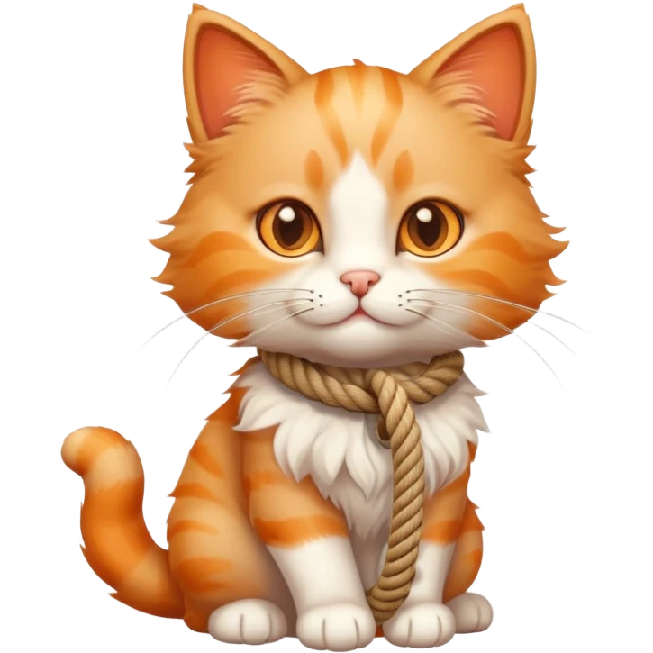 a cute cat holding rope in his hand emoji
