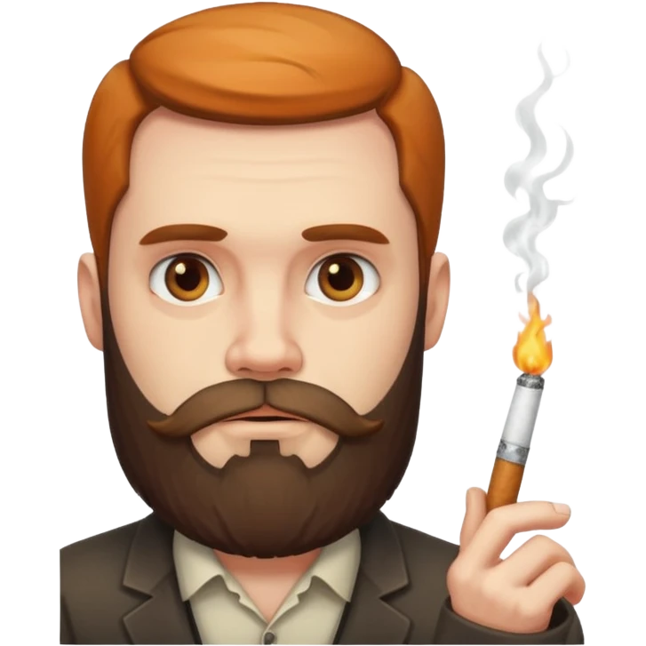 bearded emoji with a sly, suspicious look, cigarette emoji