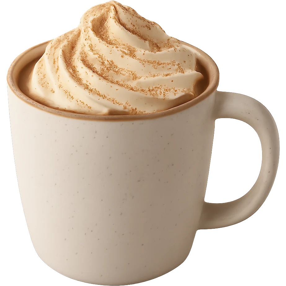 cozy hot chocolate with whipped cream and cinnamon, remove background emoji