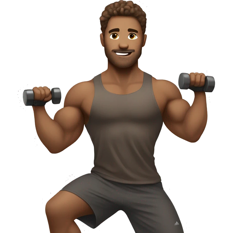 White skin brown hair Guy doing workout  emoji
