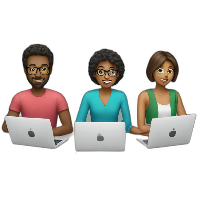 3 designers with laptops emoji