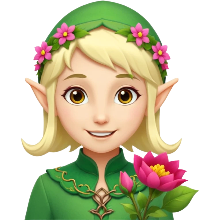 un elfe qui offre des fleurs emoji