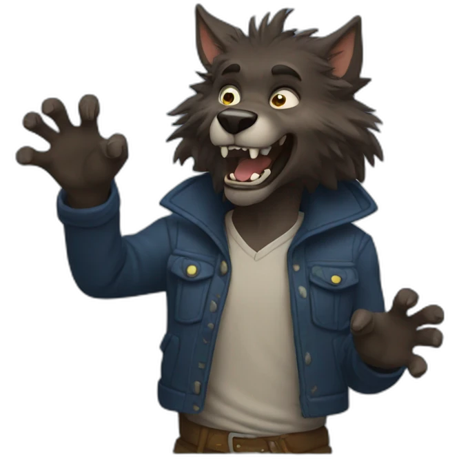 Werewolf raising hands emoji