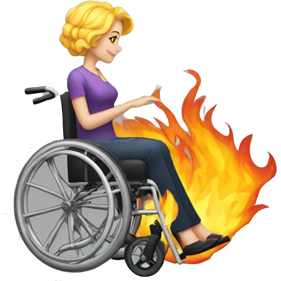 Woman wheelchair hot rod flames emoji