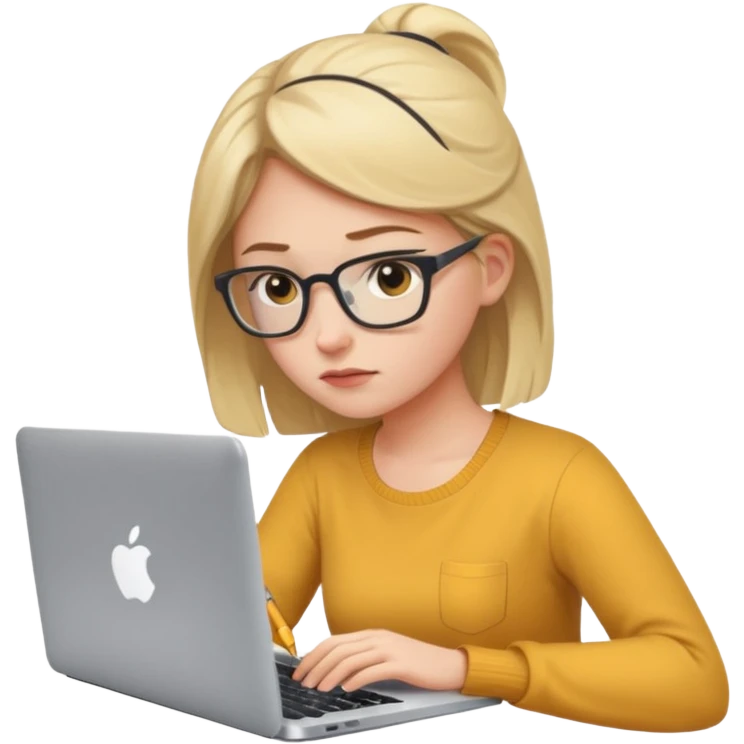 A developer writing code on her macbook emoji