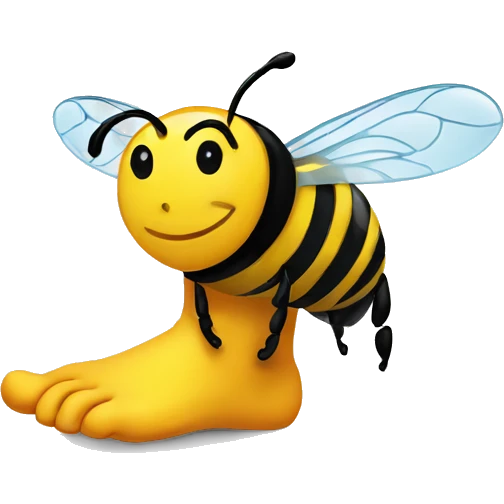 a foot and a bee emoji