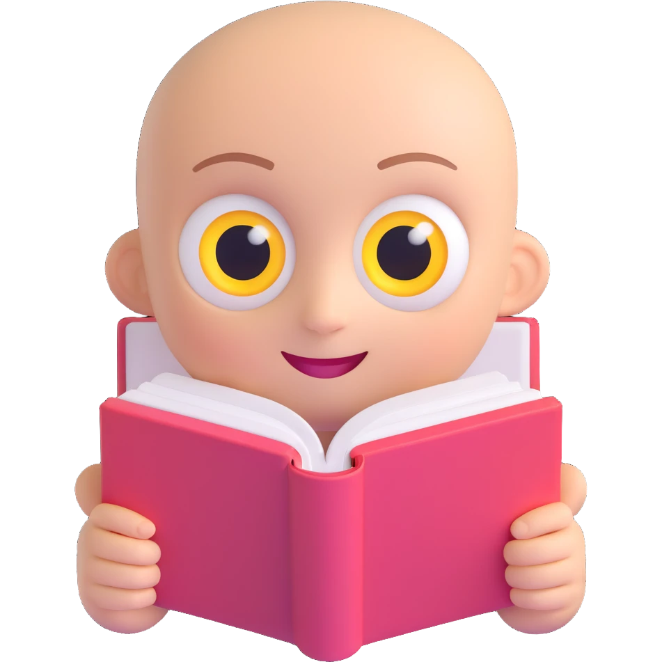minimalist cartoon face like Marshmello, clean white round head, glowing book-shaped eyes, soft techy smile, smooth matte texture, no hair, high contrast, emoji-style, iconic branding, centered, front view emoji