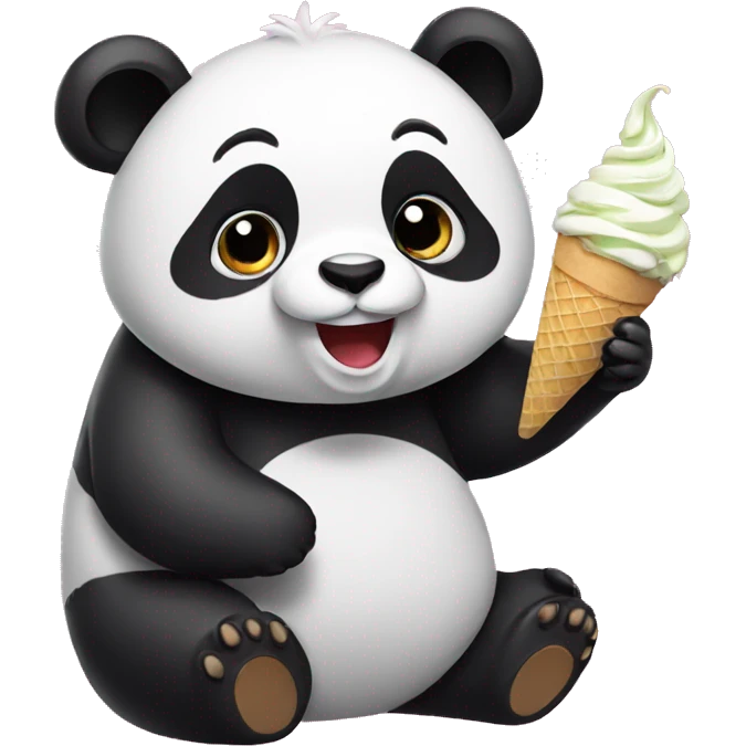 Panda eating ice cream emoji