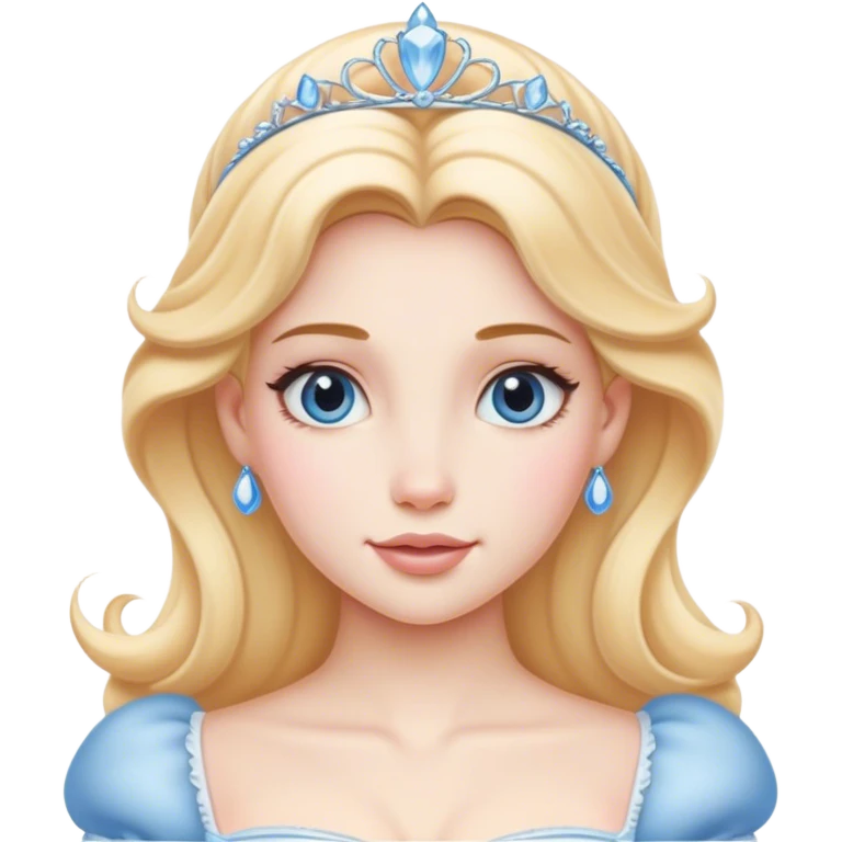 Cinematic Realistic Cinderella Portrait, depicted with lifelike skin texture, subtle rosy undertones, and soft natural lighting that enhances the gentle contours of her face. Her intricately detailed golden blonde hair is elegantly styled in an updo, with delicate wisps framing her face. Her deep, expressive blue eyes radiate warmth and sincerity, reflecting a quiet resilience and grace. She holds a glass slipper gently in one hand, her other hand resting gracefully at her side, emphasizing the timeless beauty of the moment. She is dressed in her iconic ball gown, the fabric shimmering with intricate embroidery and fine translucent layers that catch the light beautifully. The soft sheen of satin gloves adds a magical touch to her graceful pose. The portrait features an enchanting glow with a natural, luminous finish, seamlessly blending realism and fairytale charm to evoke a sense of depth, elegance, and timeless beauty. emoji