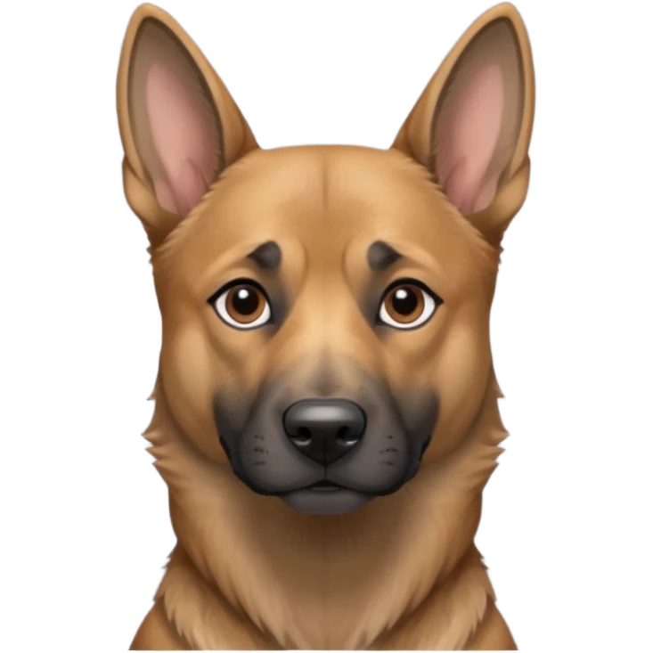 chien Malinois croisé, couleur poils grise, yeux gris et poils mi long emoji