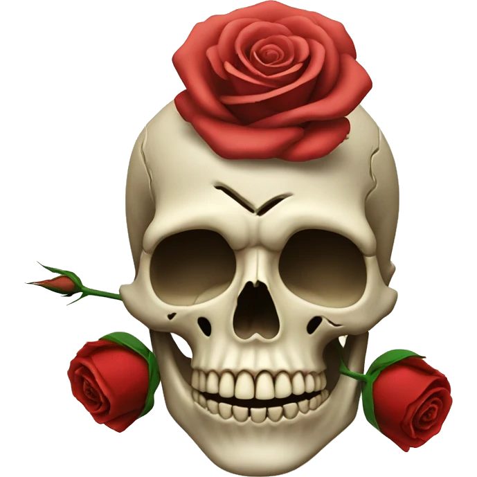 Skull with a rose going in the mouth through the eye emoji