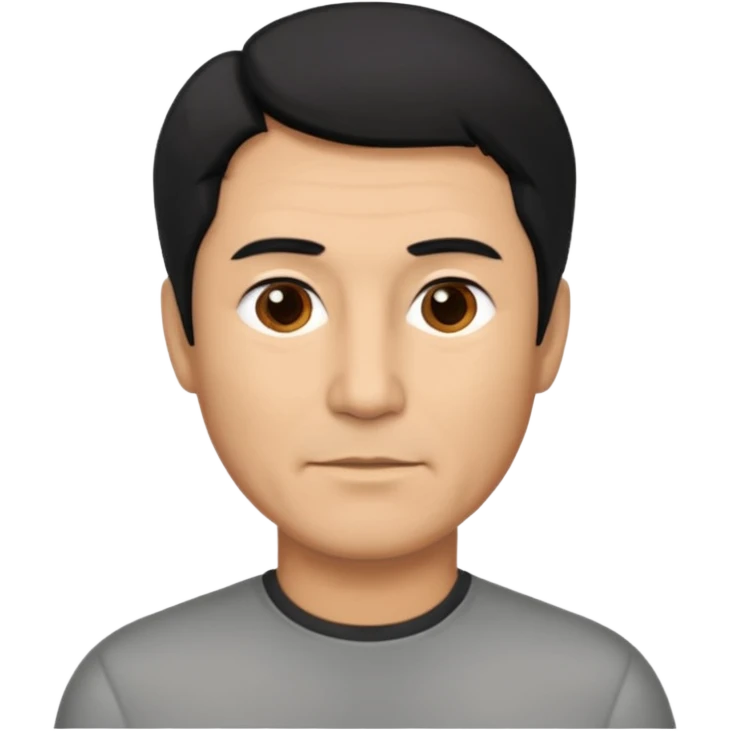 50 yr old man mostly black hair with 25% some grey, side swept part,  emoji