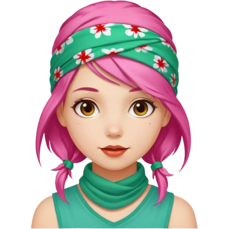 girl with peppermint hair and bandana emoji