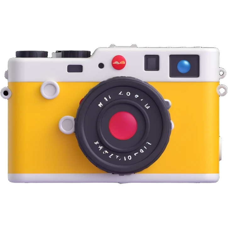 vibrant, 3D emoji of a classic rangefinder camera inspired by Leica M series, with colorful accents emoji