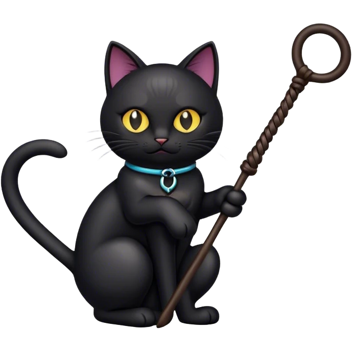 Black cat o nine tails whip emoji