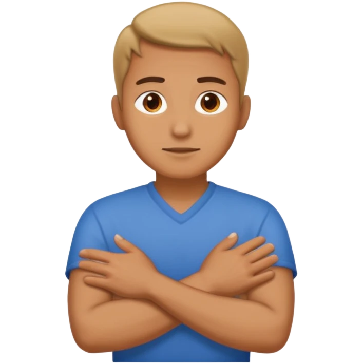 Man with hands crossed around neck emoji