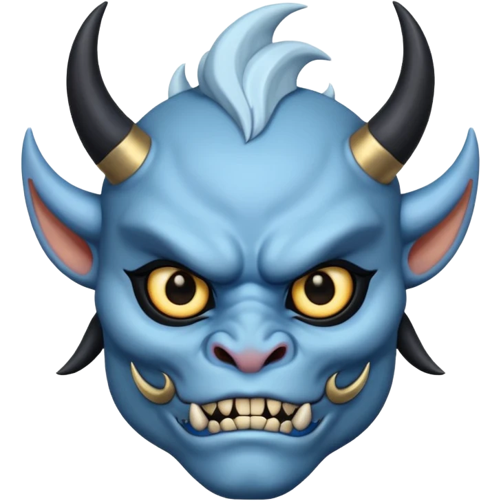 blue oni with black and gold eye. has black horn emoji