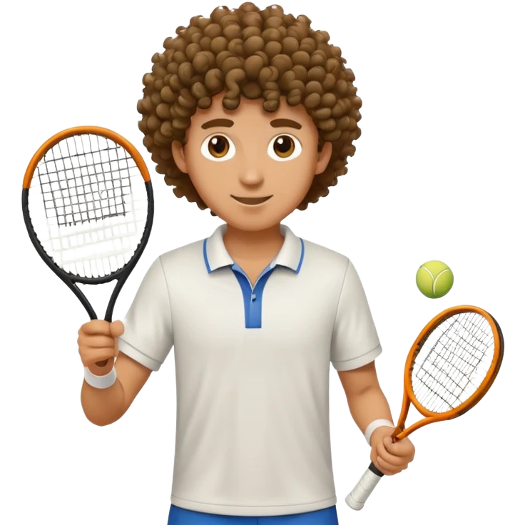 A guy with curly hair playing tennis  emoji