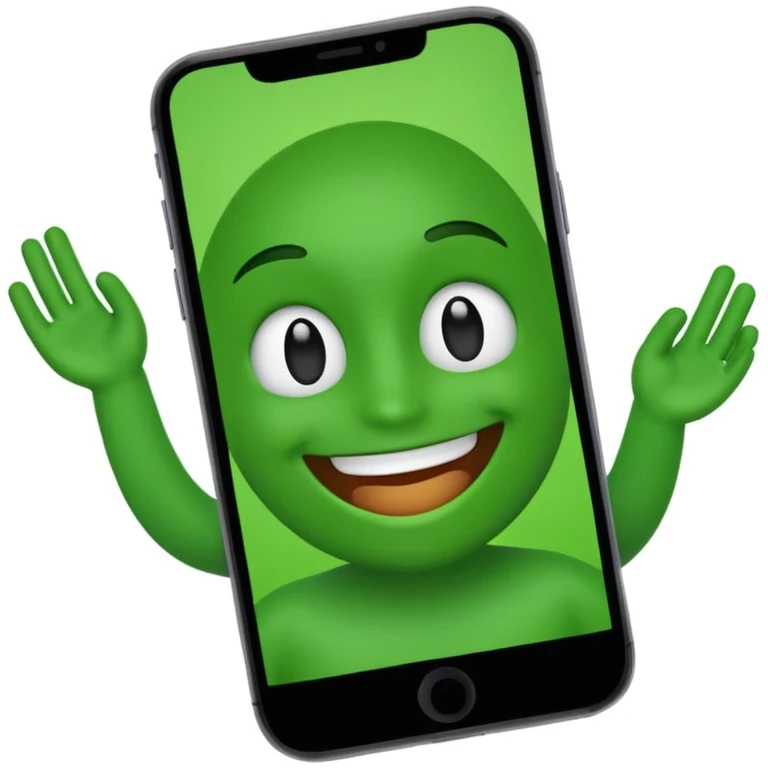 emoji character displayed on a phone with a bright green screen emoji