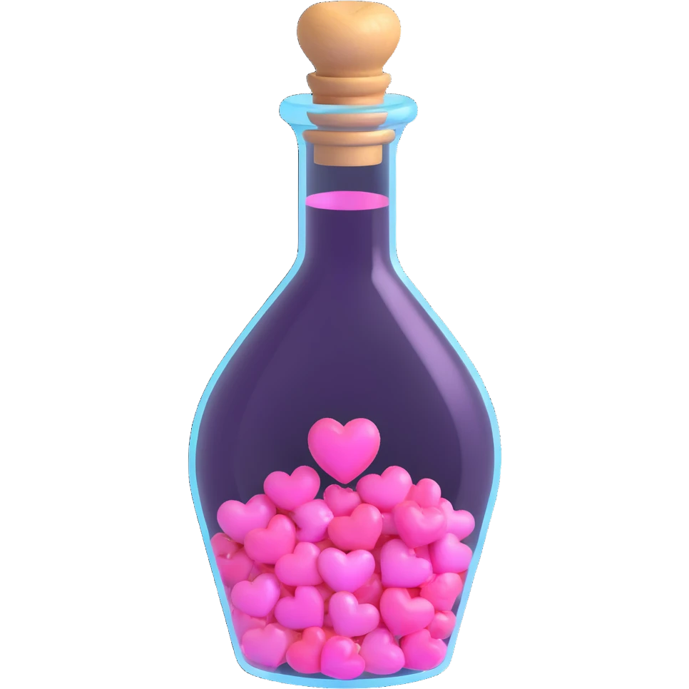 A potion bottle with pink hearts inside emoji