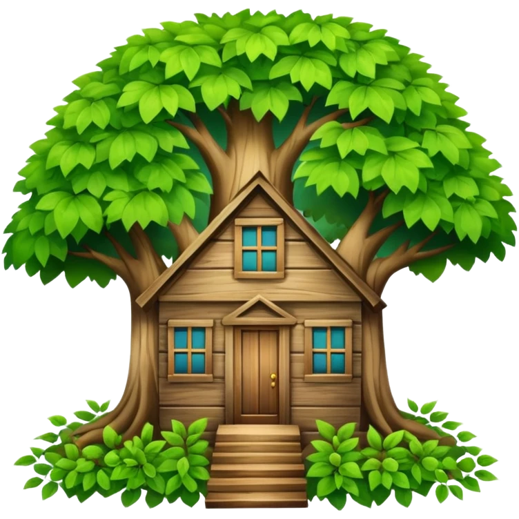 house covered by tree emoji
