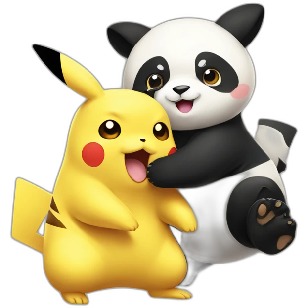 pikachu playing with panda emoji