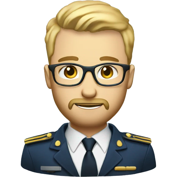 professional man leader in motivation professional casual dress, blue-eyed blonde very short hair like militar cut with a shadow of a beard with glases  in a suit  emoji