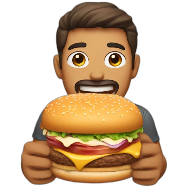man eating cat burger emoji