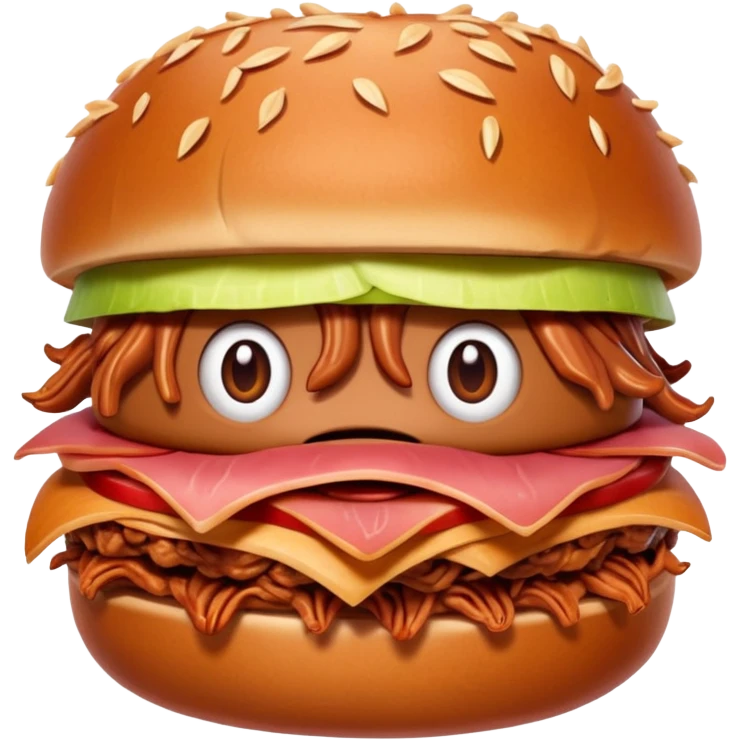 shredded pulled pork meat only, no bun, no sides, no sauce, apple emoji style emoji