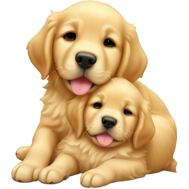 Golden Retriever puppies snuggling emoji
