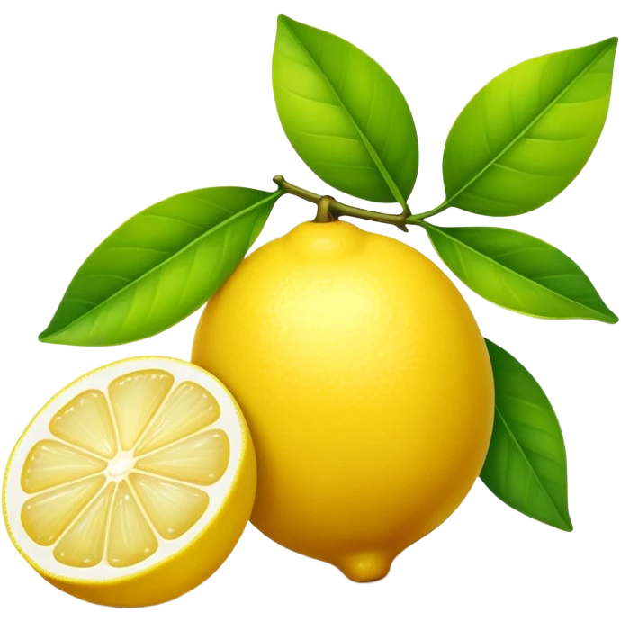 whole lemon with leaf, vibrant yellow emoji