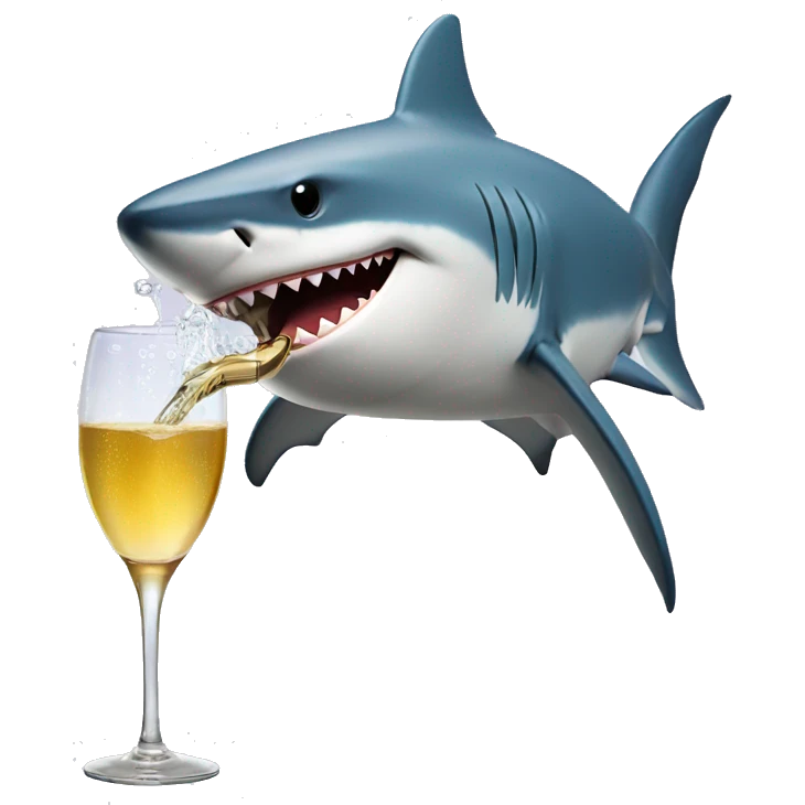 Shark drinking champagne emoji