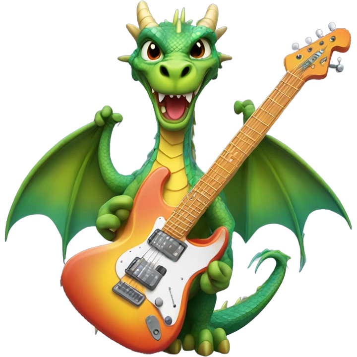 Dragon with electric guitar emoji
