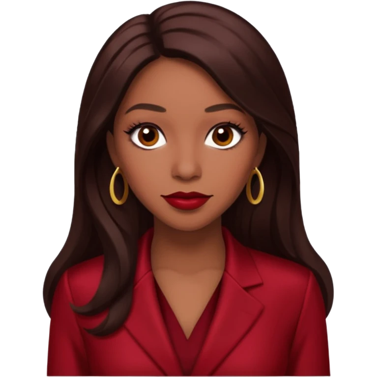Farrah Franklin from Destiny's Child with long dark brown hair, dark red outfit emoji