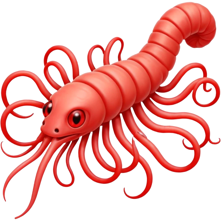 Neurax Worm, a fictional brain-controlling parasite, stylized mysterious worm with glowing eyes and neural tendrils emoji