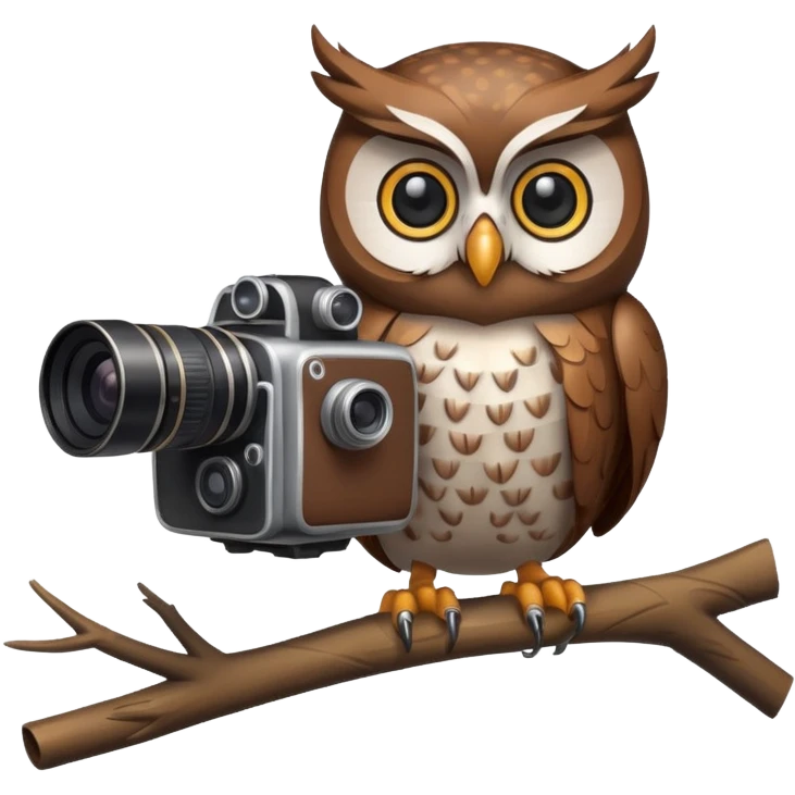 Сова с профессиональным фотоаппаратом emoji
